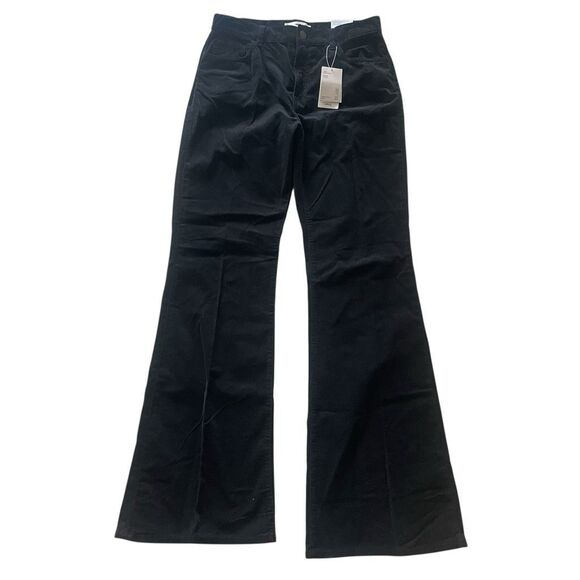 New MNG Black Corduroy High Rise Flare Leg Long Pants Women’s Size 8 EUR 40 Tall - Picture 1 of 5